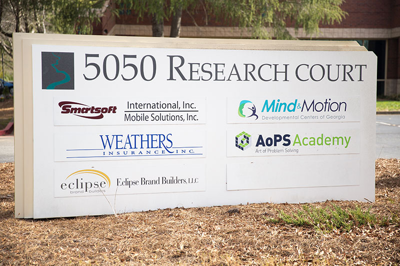 Mind and Motion Road Sign at 5050 Research Court